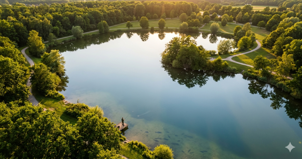 Seepark Bodenteich mit drei Seen, Angler am Ufer und naturreicher Landschaft im ASV Bodenteich Gewässer
